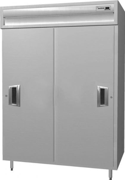 Delfield SMR2-SLS Two Section Sliding Solid Door Reach In Refrigerator - Specification Line, 9 Amps, 60 Hertz, 1 Phase, 115 Volts, Doors Access, 52 cu. ft. Capacity, Sliding Door Style, Solid Door, 1/3 HP Horsepower, Freestanding Installation, 2 Number of Doors, 6 Number of Shelves, 2 Sections, 6